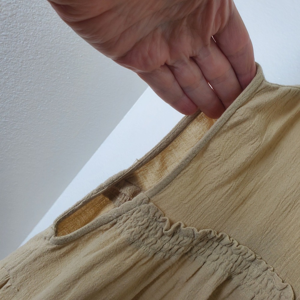 Free People Jacquelyn Tunic Beige Tan Tiered Babydoll Mini Dress Top Size Small - Picture 7 of 12